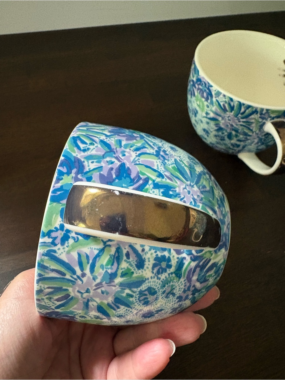 Lily Pulitzer Floral Blue Ceramic Mugs - Set of 3 - Picture 10 of 11